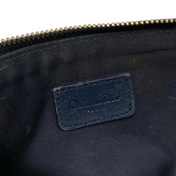 Auth DIOR/ChristianDior Saddle Pouch - Navy Cream Jacquard Leather Handbag - Picture 13 of 16